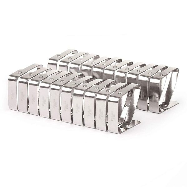 

set of 20 adjustable stainless steel tablecloth clips clamps party restaurant picnic outdoor table cloth cover holders, 1.97 x