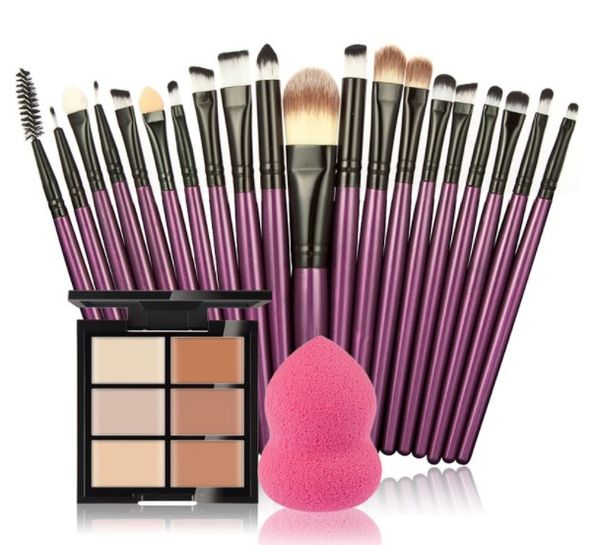 

makup set tool kit cosmetics concealer palette maquiagem puff 20 brushes face contour concealer puff makeup set for gift