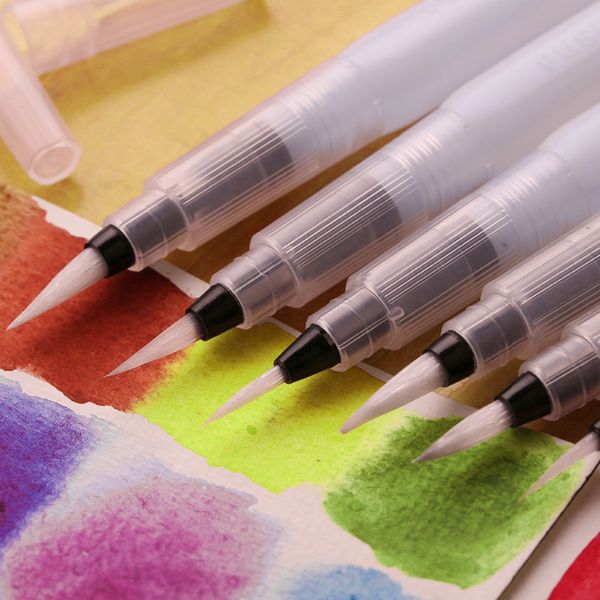 

water hand writing color calligraphy pen color round soft brush pen set multi function pen, Black;red