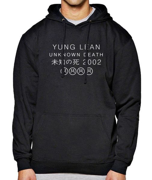 

hoody for men sweatshirt 2017 spring winter hoodies mens yung lean unknow death letter print sportsman wear harajuku, Black