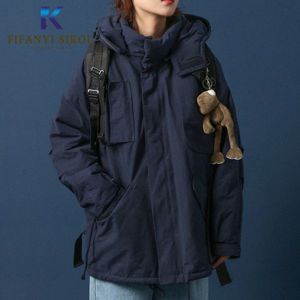 

winter jacket women hooded parkas loose plus size fashion cotton coat thick warm lambs wool jacket parka female casual overcoat, Black