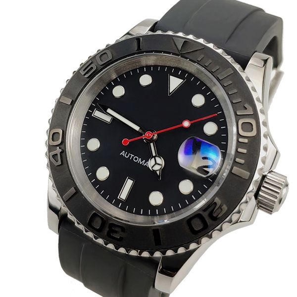 

2019 automatic mechanical men watch wrist yacht diver master miyota 8215 40mm sapphire crystal silicone ceramic bezel male clock, Slivery;brown