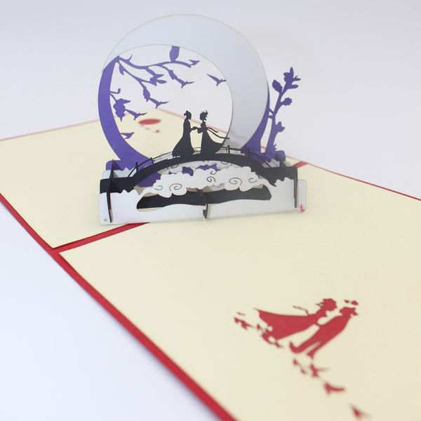 

laser cut 3d pop up wedding love invitations romantic handmade valentine's day for lover postcard greeting cards