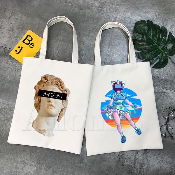 

vaporwave удивительный простой женщины пакет элегантные холщовый мешок сумки на ремне сумки casual покупки девушки сумки