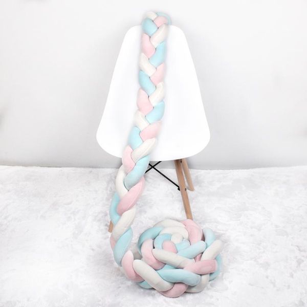 

3 size baby bed bumper four ply knot handmade long knotted braid weaving plush baby crib protector infant knot pillow room decor