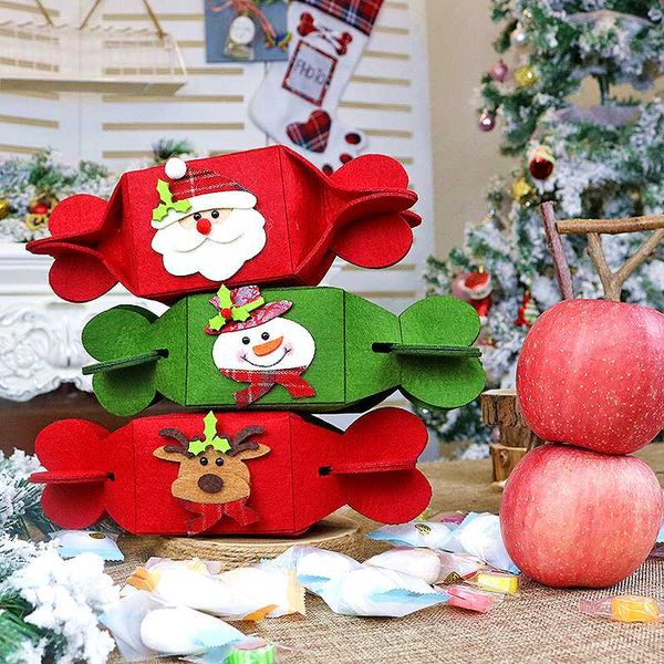 

1pc merry christmas bags and box candy boxes bag for christmas tree gift box santa sacks santa claus/snowman/deer navidad 2019,q