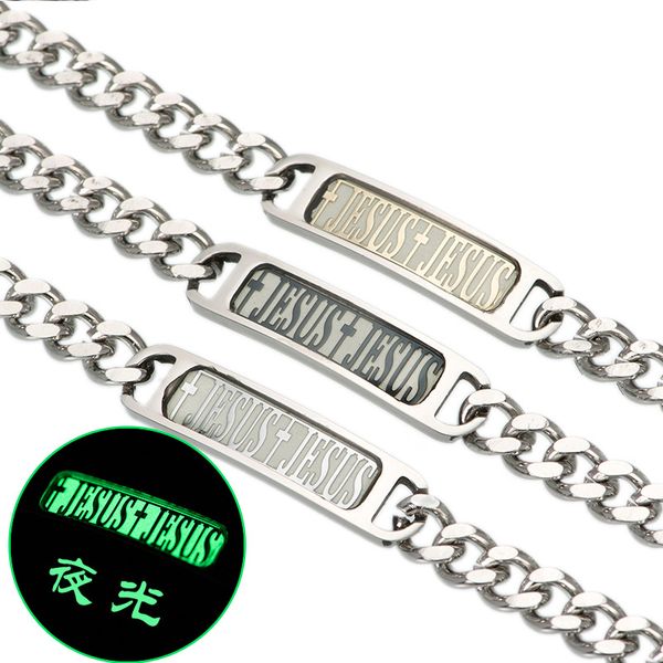 

jesus luminous titanium steel bracelet, jewelry & accessories, fashion jewelry bracelets, Golden;silver