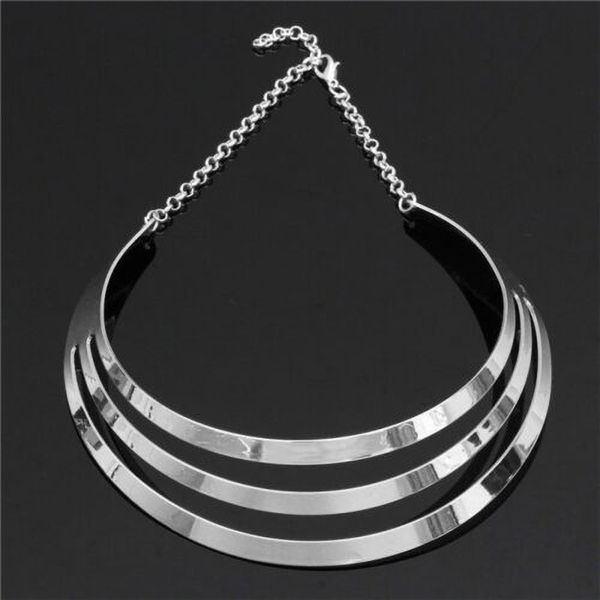 

chocker necklaces women silver gold chain gorgeous multi layer metal statement bib charm choker necklace collar jewelry