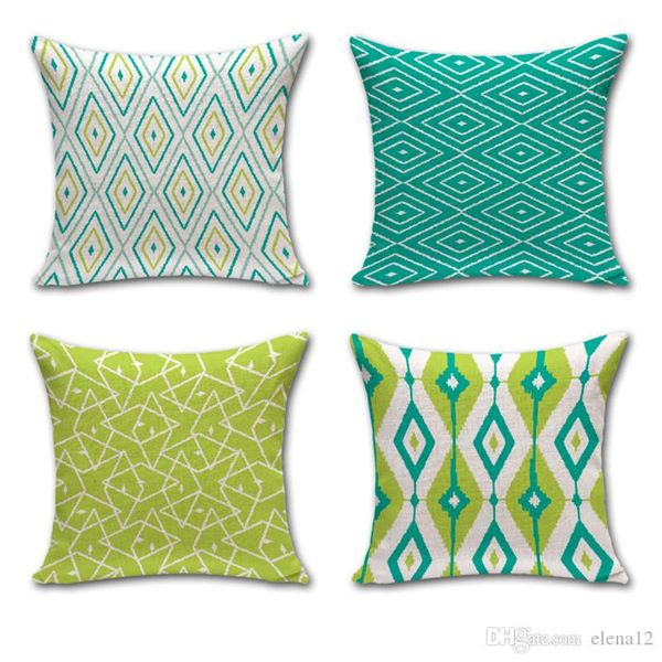 

современный минималистский зеленый бриллиантовая полоса геометрическая хлопок лен декоративные бросок наволочка наволочка квадрат 45*45 см 2