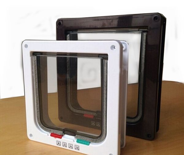 

4 ways magnetic lockable cat flap door samll dog gates pet supplies
