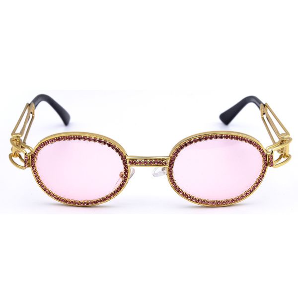

Men Women Sunglasses Fashion Oval metal frame Steampunk Sunglasses retro Rhinestone Sunglasses UV400 goggles 0276, White;black