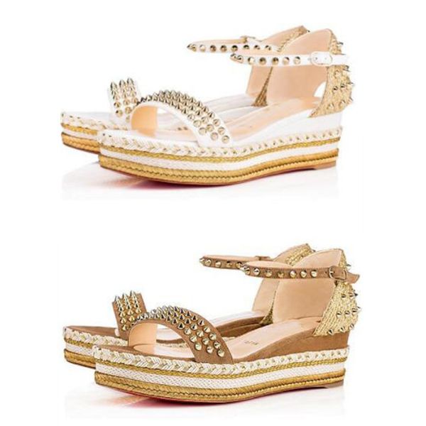 

excellent red bottom madcarina 60 platefrom sandals wedges espadrilles woven ankle strap women wedge ladies gladiator sandals eu35-42, Black