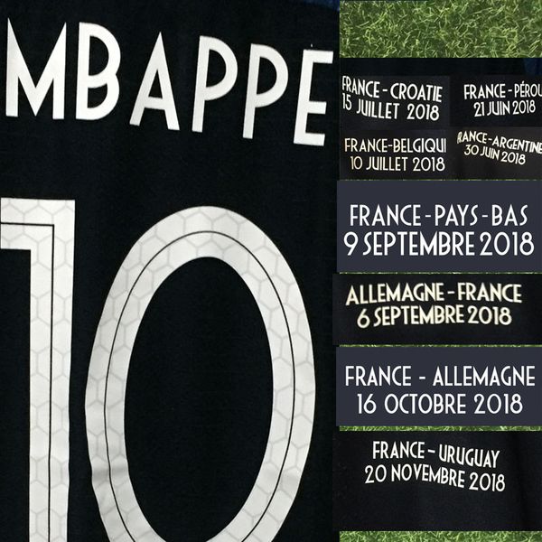 

2018 2019 final game match worn player issue mbappe griezmann pogba kante with details vs croatia uruguay pays-bas allemagne soccer patch