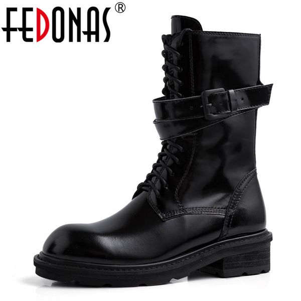 

fedonas genuine leather women autumn winter ankle boots night club warm shoes woman 2020 zipper classic punk motorcycle boots, Black