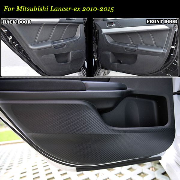 

brand new 1 set interior 3d carbon fiber doors side edge anti-kick protection pad sticker for mitsubishi lancer-ex 2010-15
