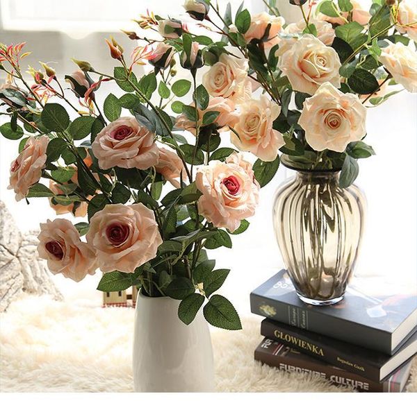 

dia 10cm 50pcs wholesale charming artificial wedding bouquets spring rose flowers floral wedding home l desk decoration