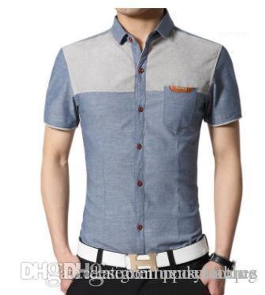 

single breasted shirts summer denim blue casual shirts fashion men male clothing short sleeved, White;black