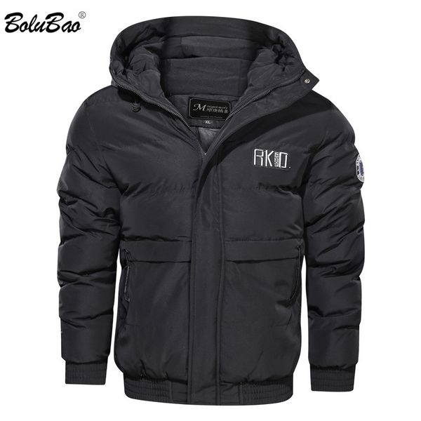 

bolubao brand men fashion trend parkas winter new male thick warm solid color outdoor casual hooded parka coat men, Black