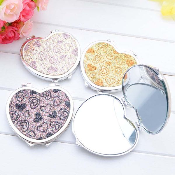 

portable pocket mirror heart shaped folding double-sided mirror small mini makeup mirrors for women lady gifts