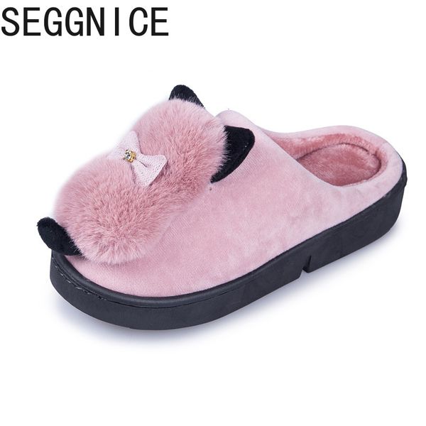 

bedroom slippers women winter home slippers ladies animal cute warm plush indoor house soft casual shoes women new 2019, Black