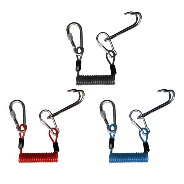 

3pcs safety scuba diving diver dual reef hook & coil lanyard swivel clip