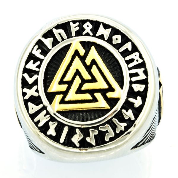 

fanssteel stainless steel punk vintage mens womens jewelry volknot knot of slain celtic geometrical triangle tribal letters ring fsr20w82, Silver