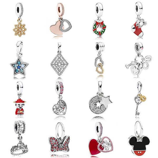 

new 2019 100% стерлингового серебра 925 пандора star key корона носок форме сердца дерево подвеска charm fit diy оригинальный женщин браслет, Black