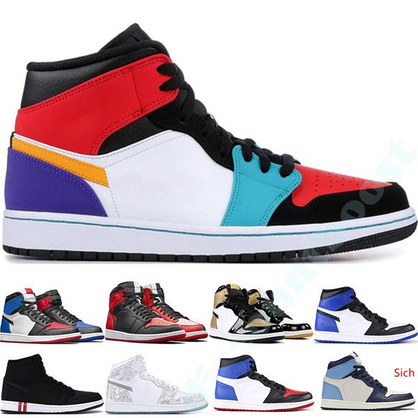 

mens 1 high og basketball shoes 1s nrg igloo banned chameleon shadow white black toe elephant print chicago court purple sneakers 40-47