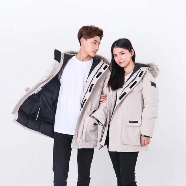 

марка mens пуховик ветер спецодежда канада новый стиль parka вниз куртки короткого утолщения открытого гусь теплой зима пальто tide, Black