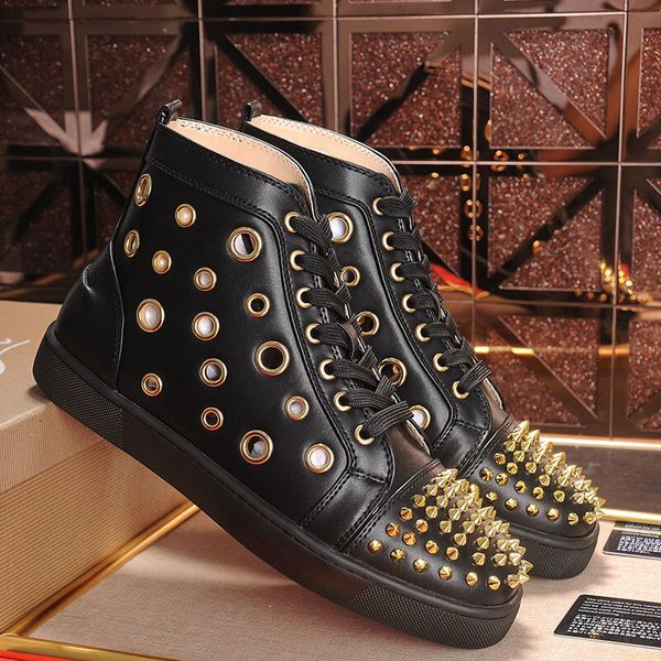 

2020 красные днища обуви для женщин людей ботинок конструктора шипа замши платформа красной подошвы моды роскоши повседневных кроссовок разм, Black