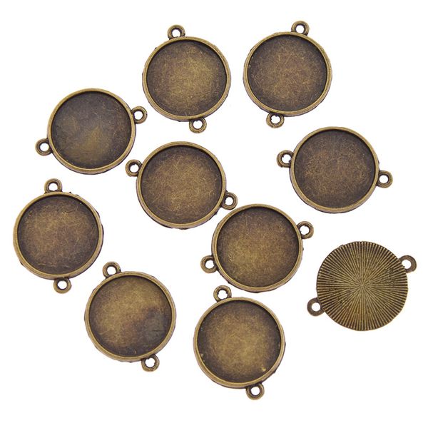 

lychee 10pcs/lot vintage cabochon bracelet base blanks round setting trays diy bracelets accessories, Silver
