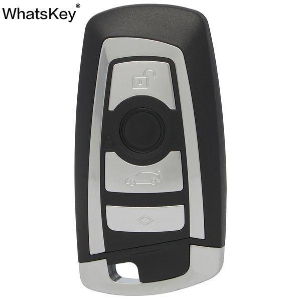 

whatskey 3/4 button smart car key shell cover for cas4 3 5 7 series e90 e92 f10 f20 f30 x5 keyless entry remote key fob case