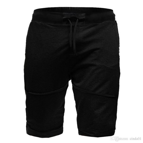 

sports pour homme shorts fitness multicolors knee length elastic waist new fashionable european wind casual leisure short pants, Black