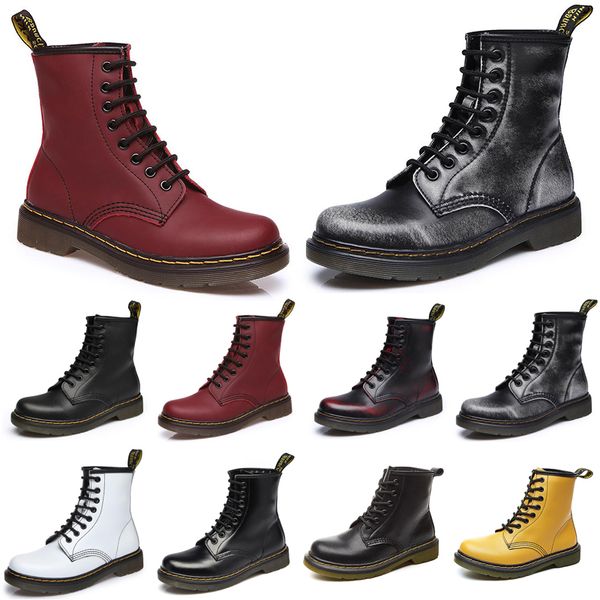 

non-brand designer men women martin boots ankle knee wipe wine red paint black white brown mens motorcycle boots 35-44 style 2