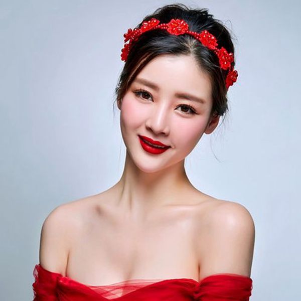 

exquisite red handmade lace flower tiara10