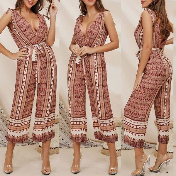 

feitong rompers womens jumpsuit two pieces jumpsuits for women 2019 long pants chiffon playsuit summer beach #3.5, Black;white