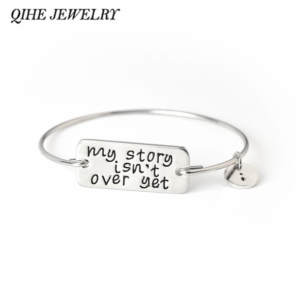 

qihe jewelry my story isn't over yet bangle bracelet semicolon jewelry wire bangle suicide awareness inspirational, Black