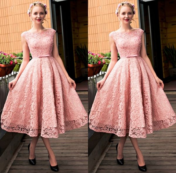 

Pink Tea Length Short Cocktail Dresses 2019 Party Dresses Evening Gowns Plus Size vestidos de baile robes de cocktail