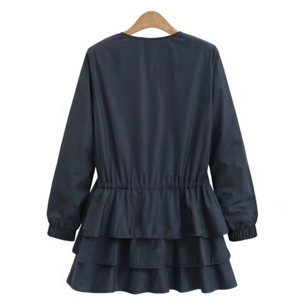 

2019 autumn new women trench coat ruffles solid zipper slim office lady elegant black outwear coat, Tan;black