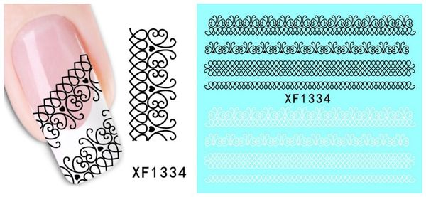 

3 sheet 15 types 3d nail water stickers designs nail art stickers decals makeup water tattoos manicure tool xf1331-1345, Black