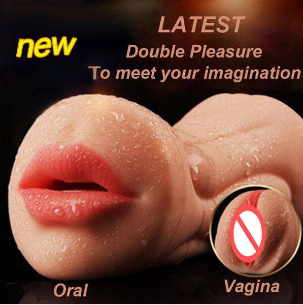 Realistische Vagina Oral Masturbation Cup Echte Pussy Männliche Masturbatoren, Künstliche Vaginal mit Deep Throat Zunge Zähne erwachsene Sex Spielzeug für Männer