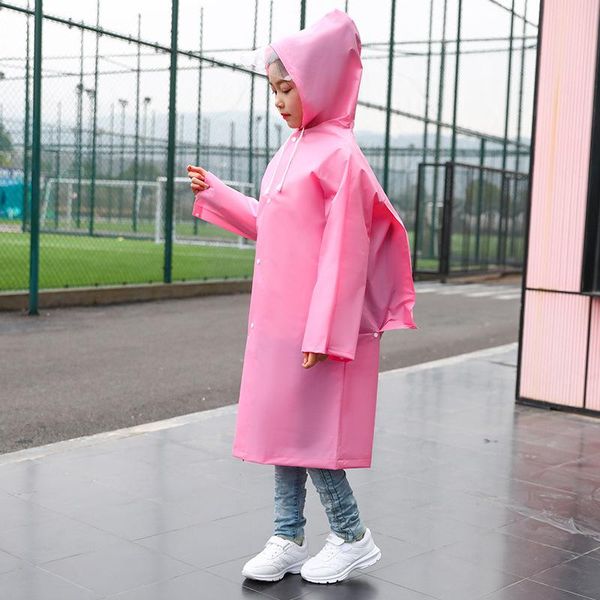 

candy color kids and rainsuit with backpack eva waterproof material overall raincoat semitransparent poncho for hiking eloqw, Red;brown