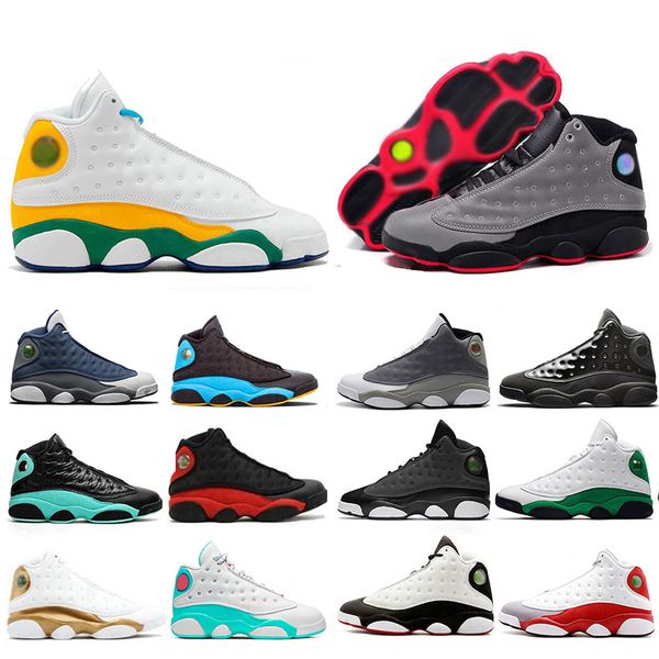 

sale 13s playground bred men basketball shoes lucky green grey reflective altitude black cat atmosphere grey sport sneakers us 7-13