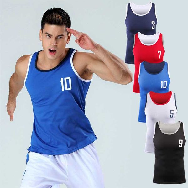 

men pro quick dry gym tank compress t-shirt fitness exercise sport run vest workout tee yoga beach basketball plus size ma54, Black;blue