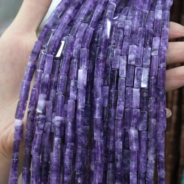 

2019 natural stone agate crystal rectangular shape scattered beads string charm making for diy necklace bracelet accessories, Blue;slivery