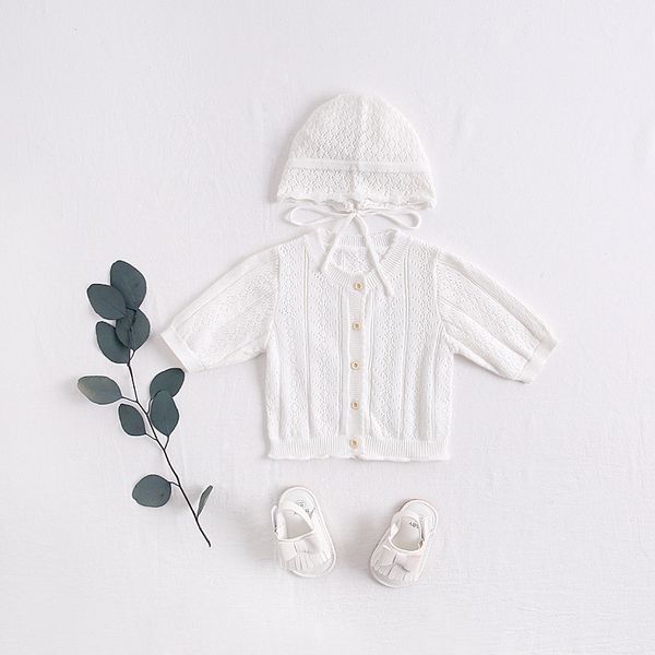 

2021 baby girl kids clothing coat knitted cardigan buttons coat 3 4 sleeve kids spring coat hat kids clothes, Blue;gray