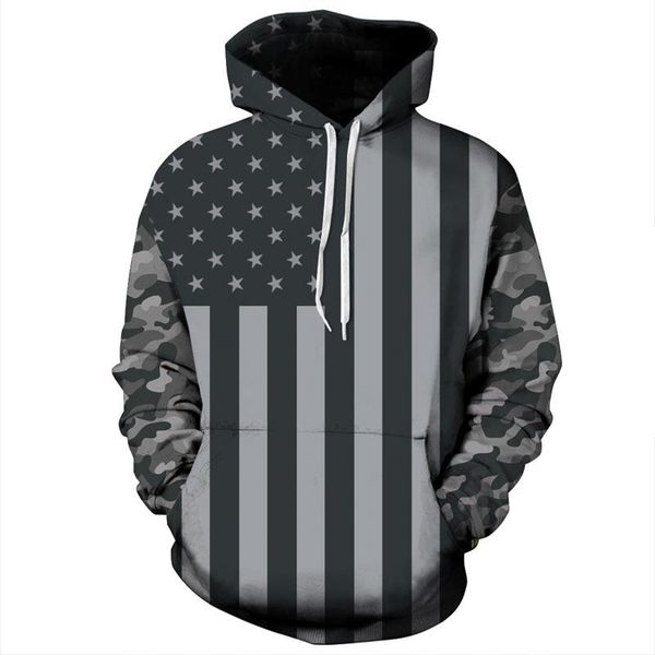 

usa flag hoodies men women 3d sweatshirts print striped stars america flag hooded hoodies tracksuits pullover fit, Black