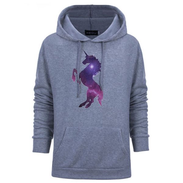 

2018 fashion women men 3d unicorn hoodies coat sweatshirt spring autumn long sleeve cotton hooded sweatshirt mujer, Black