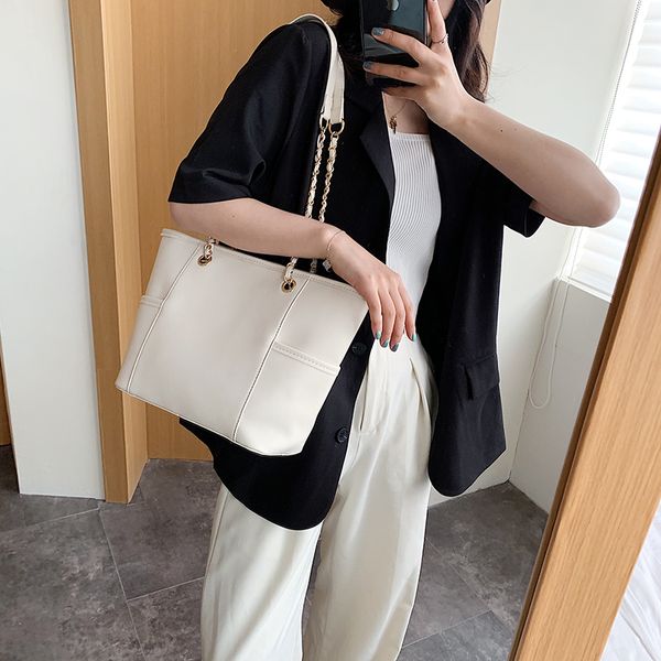 

simple women's handbags office ladies leather bags large capacity bucket bag pu leather large shoulder bag white