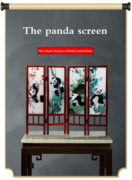 

embroidery double-sided embroidery small screen panda decorations
